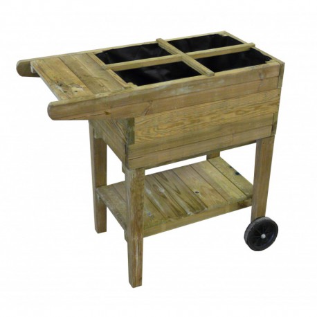 Verhoogde moestuintafel op wielen